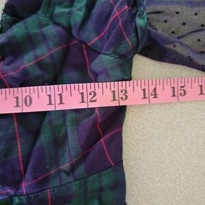 Inspired Hearts Long Shirt‎ Ruffle Sleeve Sheer Overlay Green Purple M